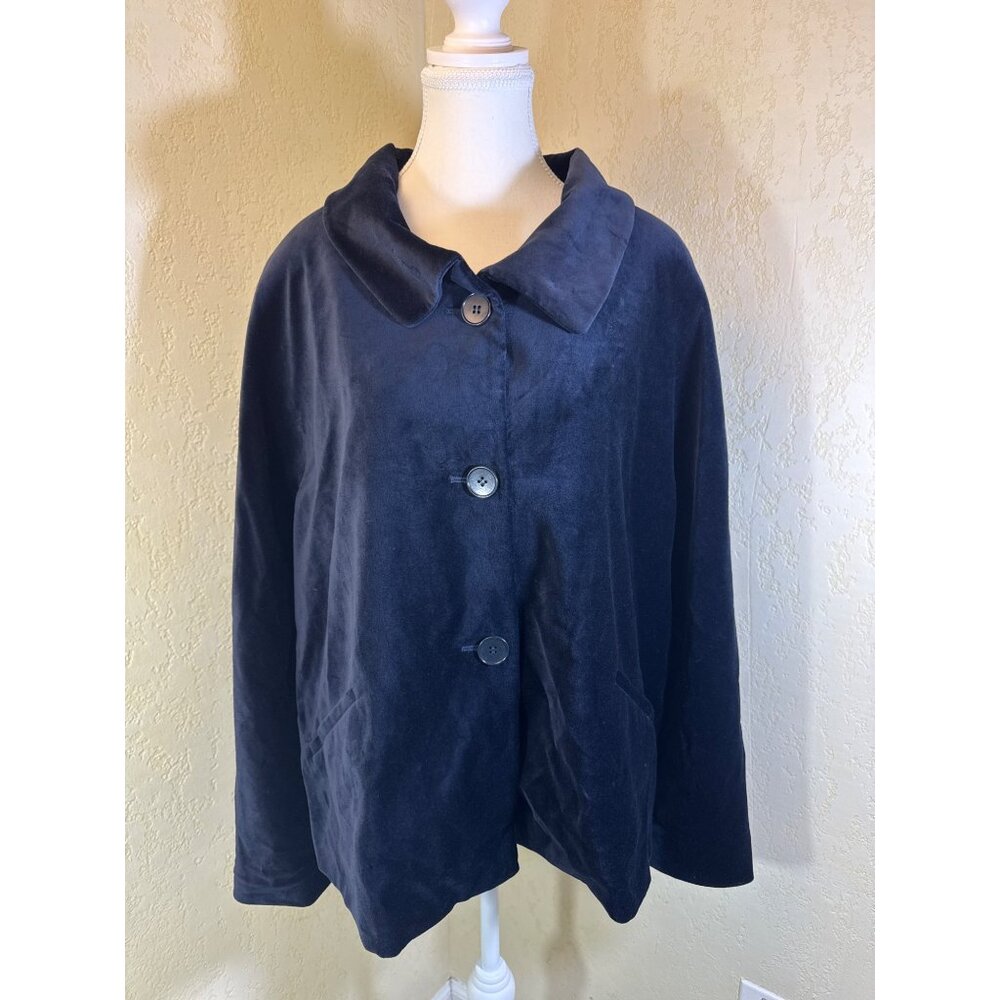 Talbots Womens Navy Blue Velvet Jacket Size 14